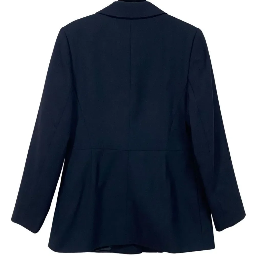 Chic Minimal True Vintage 1980s Navy Double Breasted Boyfriend Blazer